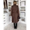 Tmavě hnědý elegantní semišový midi kabát AERISCA
