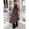 Tmavě hnědý elegantní semišový midi kabát AERISCA