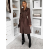 Tmavě hnědý elegantní semišový midi kabát AERISCA