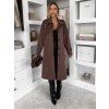 Tmavě hnědý elegantní semišový midi kabát AERISCA