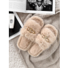 Krémové huňaté domácí pantofle SOFTIES s ozdobou