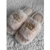 Krémové huňaté domácí pantofle SOFTIES s ozdobou