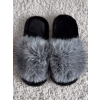 Černobílé domácí pantofle FURLUNY s kožíškem