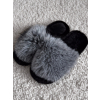Černobílé domácí pantofle FURLUNY s kožíškem