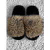 Černohnědé domácí pantofle FURLUNY s kožíškem