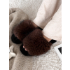 Hnědé domácí huňaté pantofle FURLUNY s kožíškem
