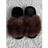 Hnědé domácí huňaté pantofle FURLUNY s kožíškem