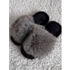 Šedé huňaté domácí pantofle FURLUNY s kožíškem