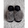 Šedé huňaté domácí pantofle FURLUNY s kožíškem