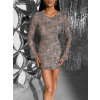 Šedé třpytivé koktejlové šaty OLIVEXY s flitry