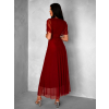 Bordó tylové dlouhé společenské šaty VOLYADA