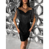 Černé elegantní flitrované šaty QUENIDA s třásněmi
