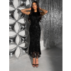Černé společenské dlouhé flitrované šaty SOLVAYA