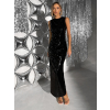 Černé třpytivé dlouhé společenské šaty VAIRALE