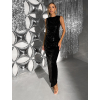 Černé třpytivé dlouhé společenské šaty VAIRALE