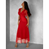 Červené tylové dlouhé společenské šaty VOLYADA