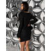 Černé třpytivé koktejlové šaty YSTERA s dlouhým rukávem