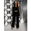 Černý flitrovaný kalhotový třpytivý komplet BEMARI