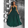 Smaragdové dlouhé vázací variabilní společenské šaty CUPAUCA