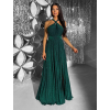 Smaragdové dlouhé vázací variabilní společenské šaty CUPAUCA