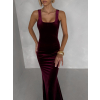 Vínové sametové společenské šaty UMERY