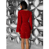 Červené flitrované koktejlové zavinovací šaty ARDELE