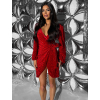 Červené flitrované koktejlové zavinovací šaty ARDELE