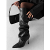 Černé koženkové vysoké kozačky AVEXOR
