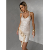 Béžové krátké flitrované mini šaty GLARE