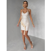 Béžové krátké flitrované mini šaty GLARE