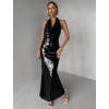 Černé flitrované dlouhé společenské šaty MIDNIGHT