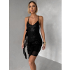 Černé krátké koktejlové flitrované šaty GLARE