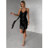 Černé krátké koktejlové flitrované šaty GLARE