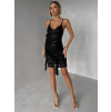 Černé krátké koktejlové flitrované šaty GLARE