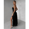Černé třpytivé společenské dlouhé šaty AVENZA s rozparkem