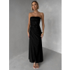 Černé třpytivé společenské dlouhé šaty AVENZA s rozparkem