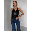 Černý flitrovaný top CORELY s výstřihem