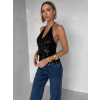 Černý flitrovaný top CORELY s výstřihem