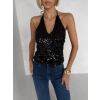 Černý flitrovaný top CORELY s výstřihem