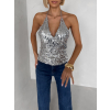 Stříbrný flitrovaný top CORELY s výstřihem