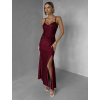 Vínové společenské dlouhé šaty ALVEA