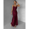 Vínové společenské dlouhé šaty ALVEA