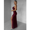 Vínové společenské korzetové dlouhé šaty FAYELA