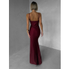 Vínové společenské korzetové dlouhé šaty FAYELA