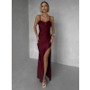 Vínové společenské korzetové dlouhé šaty FAYELA