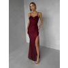 Vínové společenské korzetové dlouhé šaty FAYELA