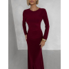 Vínové jednoduché společenské dlouhé šaty MORIEL