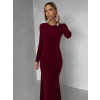 Vínové jednoduché společenské dlouhé šaty MORIEL