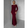 Vínové jednoduché společenské dlouhé šaty MORIEL