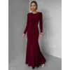 Vínové jednoduché společenské dlouhé šaty MORIEL